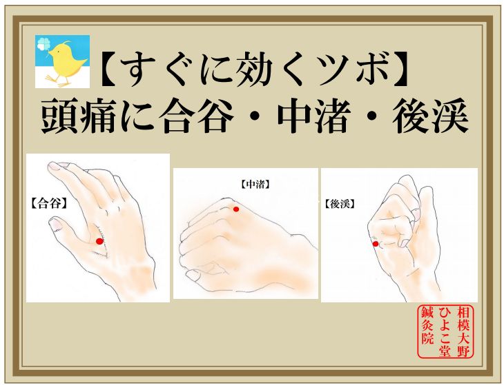 頭痛に合谷・中渚・後渓